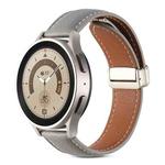 For Samsung Galaxy Watch 5 Folding Buckle Genuine Leather Watch Band(Nebula Grey)