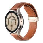 For Samsung Galaxy Watch 5 Folding Buckle Genuine Leather Watch Band(Brown)