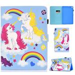 For Galaxy Tab S6 Lite Sewing Thread Horizontal Painted Flat Leather Case with Pen Cover & Anti Skid Strip & Card Slot & Holder(Color Unicorn)