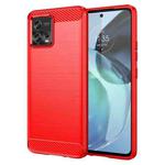 For Motorola Moto G72 5G Brushed Texture Carbon Fiber TPU Phone Case(Red)