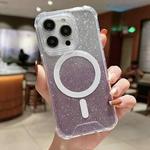 For iPhone 12 / 12 Pro MagSafe Gradient Color Glitter Acrylic Shockproof Phone Case(Dark Purple)