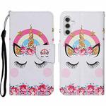 For Samsung Galaxy A14 5G Colored Drawing Pattern Leather Phone Case(Crown Unicorn)