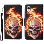 For Samsung Galaxy A23e Colored Drawing Pattern Leather Phone Case(Flame Skull)