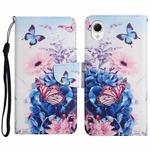 For Samsung Galaxy A23e Colored Drawing Pattern Leather Phone Case(Purple Butterfly)