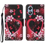 For OPPO A17 Colored Drawing Pattern Leather Phone Case(Red Heart)