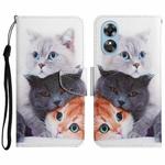 For OPPO A17 Colored Drawing Pattern Leather Phone Case(3 Cats)