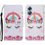For OPPO A17 Colored Drawing Pattern Leather Phone Case(Crown Unicorn)