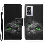 For OPPO A57 2022 Colored Drawing Pattern Leather Phone Case(Black Cat)