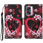 For OPPO A57 2022 Colored Drawing Pattern Leather Phone Case(Red Heart)