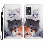 For OPPO A57 2022 Colored Drawing Pattern Leather Phone Case(3 Cats)