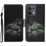 For OPPO Reno8 Colored Drawing Pattern Leather Phone Case(Black Cat)