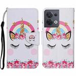 For OPPO Reno8 Colored Drawing Pattern Leather Phone Case(Crown Unicorn)