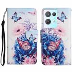 For OPPO Reno8 Pro Colored Drawing Pattern Leather Phone Case(Purple Butterfly)