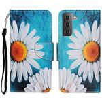 For Samsung Galaxy S23 5G Colored Drawing Pattern Leather Phone Case(Chrysanthemum)