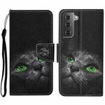 For Samsung Galaxy S23 5G Colored Drawing Pattern Leather Phone Case(Black Cat)