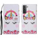 For Samsung Galaxy S23 5G Colored Drawing Pattern Leather Phone Case(Crown Unicorn)