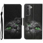 For Samsung Galaxy S23+ 5G Colored Drawing Pattern Leather Phone Case(Black Cat)