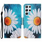 For Samsung Galaxy S23 Ultra 5G Colored Drawing Pattern Leather Phone Case(Chrysanthemum)