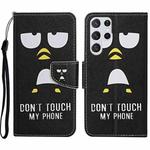 For Samsung Galaxy S23 Ultra 5G Colored Drawing Pattern Leather Phone Case(Penguin)
