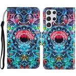 For Samsung Galaxy S23 Ultra 5G Colored Drawing Pattern Leather Phone Case(Mandala)