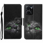 For vivo Y16 Colored Drawing Pattern Leather Phone Case(Black Cat)