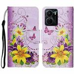 For vivo Y16 Colored Drawing Pattern Leather Phone Case(Yellow Flower Butterfly)