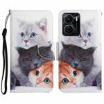For vivo Y16 Colored Drawing Pattern Leather Phone Case(3 Cats)