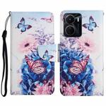 For vivo Y16 Colored Drawing Pattern Leather Phone Case(Purple Butterfly)
