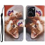 For vivo Y16 Colored Drawing Pattern Leather Phone Case(Butterfly Cat)