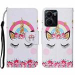 For vivo Y16 Colored Drawing Pattern Leather Phone Case(Crown Unicorn)