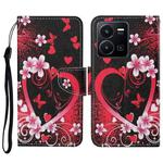 For vivo Y22s Colored Drawing Pattern Leather Phone Case(Red Heart)