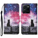 For vivo Y22s Colored Drawing Pattern Leather Phone Case(Star Sky Cat)