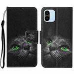 For Xiaomi Redmi A1 Colored Drawing Pattern Leather Phone Case(Black Cat)