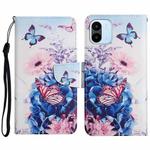 For Xiaomi Redmi A1 Colored Drawing Pattern Leather Phone Case(Purple Butterfly)