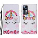 For Xiaomi 12T / 12T Pro / Redmi K50 Ultra Colored Drawing Pattern Leather Phone Case(Crown Unicorn)