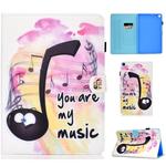 For Galaxy Tab S6 Lite Sewing Thread Horizontal Painted Flat Leather Case with Pen Cover & Anti Skid Strip & Card Slot & Holder(Music)