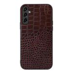For Samsung Galaxy A14 5G Crocodile Texture Genuine Leather Phone Case(Coffee)