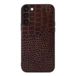 For Samsung Galaxy S23+ 5G Crocodile Texture Genuine Leather Phone Case(Coffee)