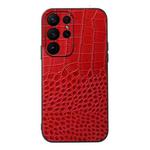 For Samsung Galaxy S23 Ultra 5G Crocodile Texture Genuine Leather Phone Case(Red)