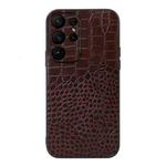 For Samsung Galaxy S23 Ultra 5G Crocodile Texture Genuine Leather Phone Case(Coffee)