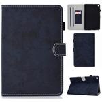 For Galaxy Tab S6 Lite Sewing Thread Horizontal Solid Color Flat Leather Case with Sleep Function & Pen Cover & Anti Skid Strip & Card Slot & Holder(Navy)