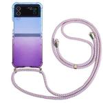 For Samsung Galaxy Z Flip4 5G Gradient Color Shockproof Phone Case with Lanyard(Gradient Blue Purple)