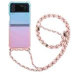 For Samsung Galaxy Z Flip3 5G Gradient Color Shockproof Phone Case with Lanyard(Gradient Blue Pink)