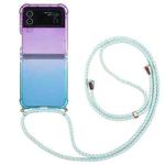 For Samsung Galaxy Z Flip3 5G Gradient Color Shockproof Phone Case with Lanyard(Gradient Purple Blue)