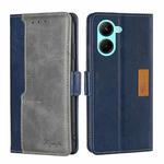 For Realme C33 4G Contrast Color Side Buckle Leather Phone Case(Blue+Grey)