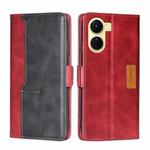 For vivo Y16 4G/Y02s 4G Contrast Color Side Buckle Leather Phone Case(Red+Black)