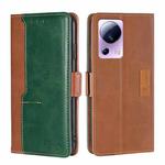 For Xiaomi Civi 2 5G Contrast Color Side Buckle Leather Phone Case(Light Brown+Green)