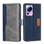 For Xiaomi Civi 2 5G Contrast Color Side Buckle Leather Phone Case(Blue+Grey)