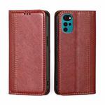 For Motorola Moto E32 India/E22s 4G Global Grid Texture Magnetic Flip Leather Phone Case(Red)