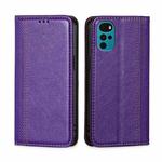 For Motorola Moto E32 India/E22s 4G Global Grid Texture Magnetic Flip Leather Phone Case(Purple)